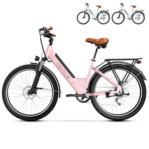 CBVELO 1000W Ebikes for Adults，80 Miles Max Range Removable Battery Ebike，26" Electric Bike for Adults Adult Electric Bike for Commute（Pink Standard Motor）