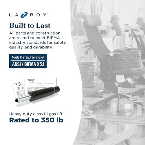 La-Z-Boy Delano Big and Tall Executive Office Chair - Ergonomic Lumbar Support Memory Foam - Bonded Leather Desk Chair for Home Office - Mahogany Wood Arms - Chestnut Brown 15