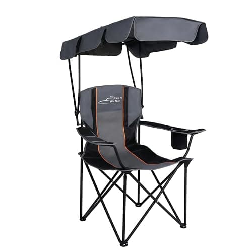 FAIR WIND Oversized Camping Chair with Canopy, Beach Chair with Canopy Shade for Adults, Heavy Duty 380 LBS Portable Folding Chair for Outdoor