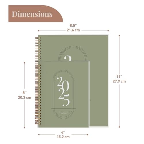 Rileys 2025 Weekly Planner - Annual Weekly & Monthly Agenda Planner, Jan - Dec 2025, Flexible Cover, Notes Pages, Twin-Wire Binding (8 x 6-Inches, Green) 5