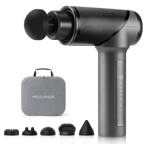 Medcursor Massage Gun - High Intensity Brushless Motor, Handheld Percussion Deep Tissue Massager with 6 Massage Heads for Sore Muscle and Stiffness, Valentines Day Gifts (Gray)