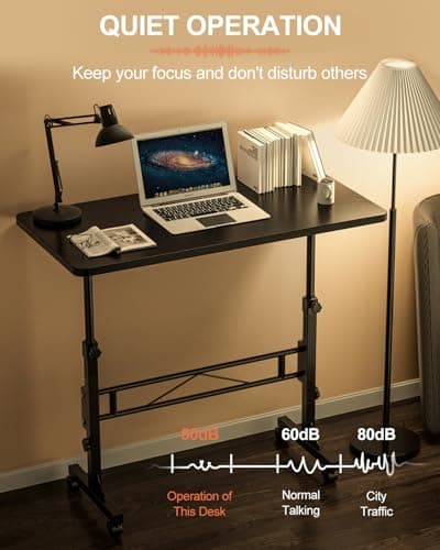 Amztabler Small Standing Desk Adjustable Height, Mobile Stand up Desks with Wheels, 32 Inch Portable Rolling Small Computer Desks, Portable Laptop Desk Black 5