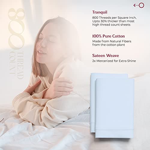 Mayfair Linen Pillow Cases Queen Size Set of 2-800 Thread Count 100% Egyptian Cotton Pillow Cases Standard Size, Silky Soft, Sateen Weave Luxury Hotel Bed Pillow Covers for Sleeping - Light Blue 5