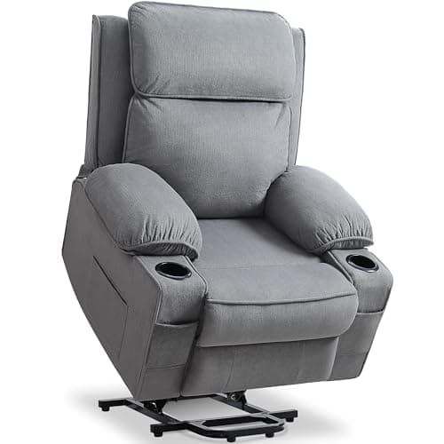Susalt Lift Chair, Power Lift Recliner for Elderly/Post-Surgery Recovery, Electric Lift Reclining Chair with Cup Holder, 90°- 155°Adjustable Backrest Fabric Recliner,Living Room Lift Chairs, Gray