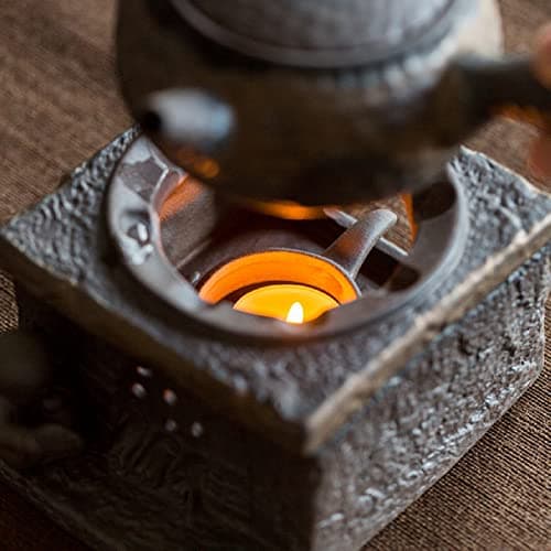 Fenyya Teapot Warmer Matte Classic Retro Ceramic Universal Tea Warmer Stand Set with Candle Holder Japanese Style for Warming Tea, Coffee and Milk etc. 6