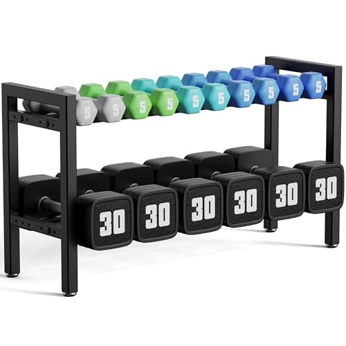 Dumbbell Rack 2-Tier 31 IN Length Adjustable Weight Rack For Home Gym Dumbbells Kettlebell (Rack Only)