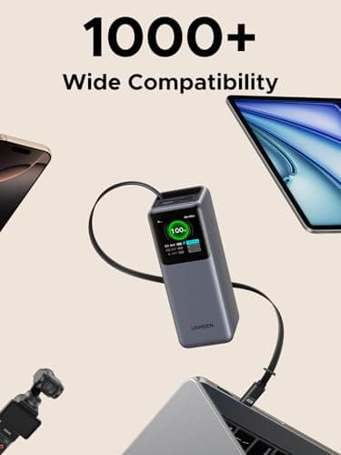 UGREEN Nexode Power Bank 20000mAh 165W with Built-in USB C Cable Laptop Travel Portable Charger, 100W Input, Fast Charging for MacBook Pro/Air/iPhone 17/16/iPad Pro/Galaxy S26 Ultra/Dell/HP and More 8