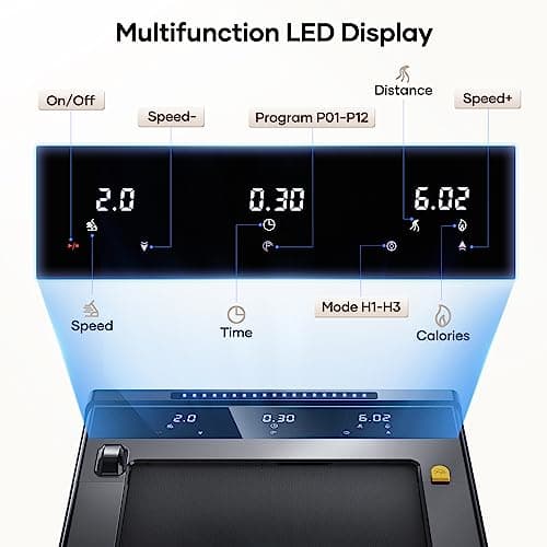 TOPUTURE Walking Pad Treadmill, 2.25HP Under Desk Treadmill with App & Remote Control, LED Touch Screen, Lubricating Hole, 300lbs Capacity Compact Walking Treadmills for Home/Office, Assembly Free 4