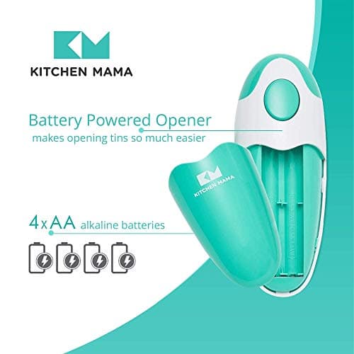 Kitchen Mama Auto Electric Can Opener: Open Your Cans with A Simple Press of Button - Automatic, Hands Free, Smooth Edge, Food-Safe, Battery Operated, YES YOU CAN (Teal) 7