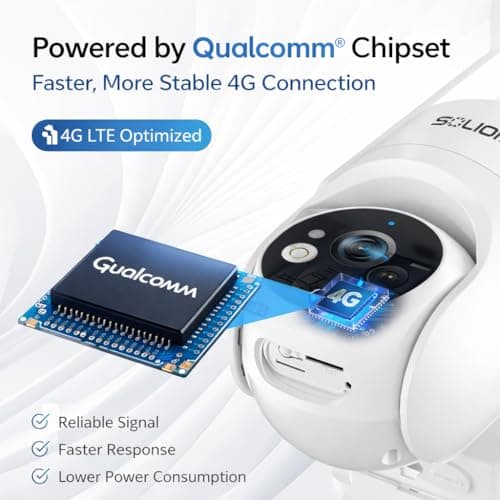 SOLIOM 4G LTE Cellular Security Camera, No WiFi Security Camera for Remote Areas, Solar Powered Wireless Outdoor Camera, 2K Color Night Vision, 360° Pan & Tilt, PIR Motion Detection, Off-Grid S90 9