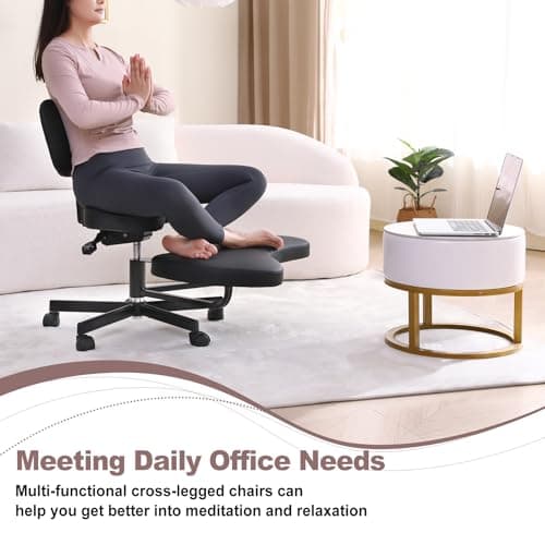 Tcowoy Ergonomic Meditation Chair, ADHD Chair with Lumbar Support and Wheels, Cross Legged Office Kneeling Chair for Yoga Enthusiasts and Fidgety Sitters (Black) 5