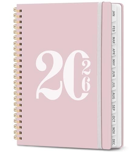 2026 Planner, Weekly and Monthly Calender Planner, Jan 2026 to Dec 2026, Hardcover 2026 Calendar Book with Tabs & Inner Pocket, Office Home School Supplies for Women & Men - A5 (6.3" x 8.5"), Dark Pink