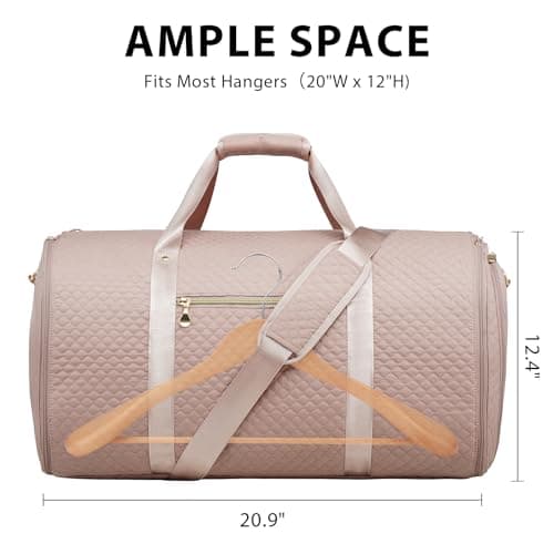 Coolife Garment Bag Carry On Convertible Travel Duffel Bag with Shoe Pouch Weekender Bag for Women Men 2 in 1 Hanging Suit Bag with Shoulder Strap Business Travel Bag (Pink, Standard) 7