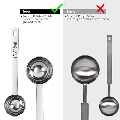 18/8 Stainless Steel Coffee Scoop, Doosu Food-Grade Metal Measuring Spoon with 4.3in Long Handle, Tablespoon Scooper for Coffee Beans, Ground Coffee, Espresso, Protein Powders, Tea, Sugar (1 Tbsp) 8