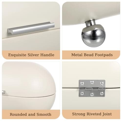 Angoily White Metal Bread Box with Lid Kitchen Bread Countertop Storage Container Large BreadBox for Vintage Organizer Rolling Door Decor Stores for Homemade Food Organization 13.38X7.87X7.48In 5