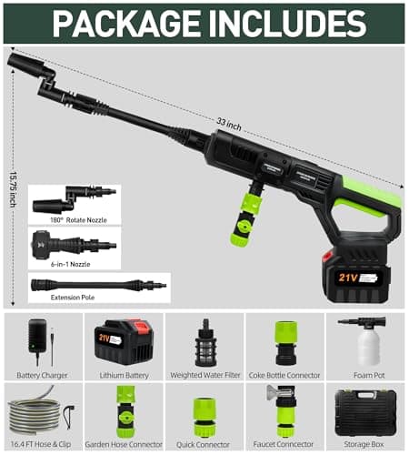 KlrSwp Upgrade 1200PSI Cordless High Pressure Washer Gun for Car, Home Cleaning & Garden Watering, black-orange 6