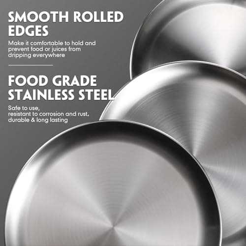 Thenshop 8 Pieces 8 Inch Pizza Pans Bulk Stainless Steel Sets Round Bakeware Pizza Trays for Oven Freezer Kitchen Baking Home Restaurant Picnics Safe Sturdy Reusable Easy Clean(Silver) 7