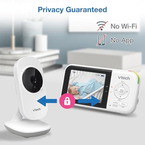 VTech VM819 Baby Monitor with Camera and Audio, 2.8” Screen Portable Baby Camera, Night Vision, 2-Way Audio, Temperature Sensor and Lullabies, Secure Transmission No WiFi, Ideal for Baby/Elderly/Pet 8