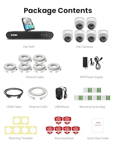 ZOSI C220 8CH 4MP QHD 2.5K PoE Home Security Camera System, 8CH 5MP 3K NVR with 2TB HDD for 24/7 Record, 6 x 4MP(1440p) Dome IP Cameras Outdoor Indoor, Smart AI Human Detection, Two-Way Audio 9