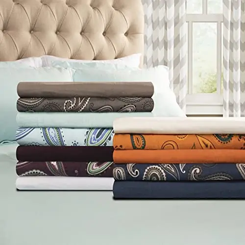 Superior Premium Cotton Flannel Pillowcases, All Season 100% Brushed Cotton Flannel Bedding, Pillowcase Set of 2 , King, Paisley Light Blue 5