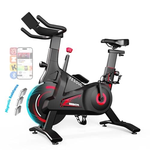 YESOUL Exercise Bike for Home – Stationary Bike with Stable Triangle Frame, Silent Magnetic Resistance, 300 lbs Capacity, Dual-Stage Drive & Alloy Flywheel, Smart APP with Scenic & Live Classes