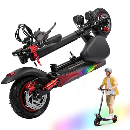 10" Offroad Electric Scooters with Seat,800W Motor 28 Miles Range & 25-28 Mph Fast Electric Scooter for Adults,Height Adjustable,Dual Suspensions Foldable Escooter for Commuting 48V 15AH Battery