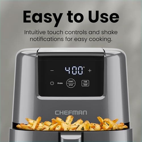 CHEFMAN 2 Qt Mini Air Fryer – Digital Space-Saving Compact Air Fryer with Nonstick and Dishwasher Safe Basket, Quick & Easy Meals in Minutes, Features Digital Timer and Shake Reminder – Grey 6
