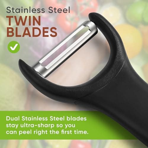 Spring Chef Swivel Vegetable Peeler & Y Potato Peeler for Kitchen with Soft Grip Handles and Ultra Sharp Stainless Steel Blades, Perfect for Veggie, Fruit, Carrot, Apple - Dishwasher Safe - Black 6