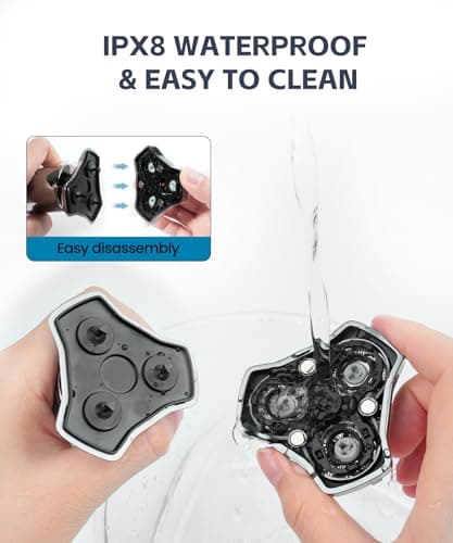 Electric Razor for Men，10,000RPM High-Speed Motor, IPX8 Waterproof, USB Fast Charging, Quick Charge & Travel Lock，Metallic Gray 7