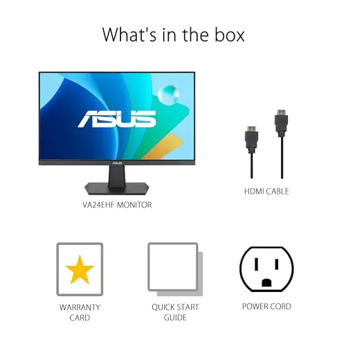 ASUS 24 Inch Frameless Monitor - 23.8-inch viewable, IPS, Full HD, 100Hz, 1080P, 1ms, Adaptive-Sync, for Working and Gaming, Flicker Free, HDMI, VESA Mountable, Tilt - VA24EHF 7
