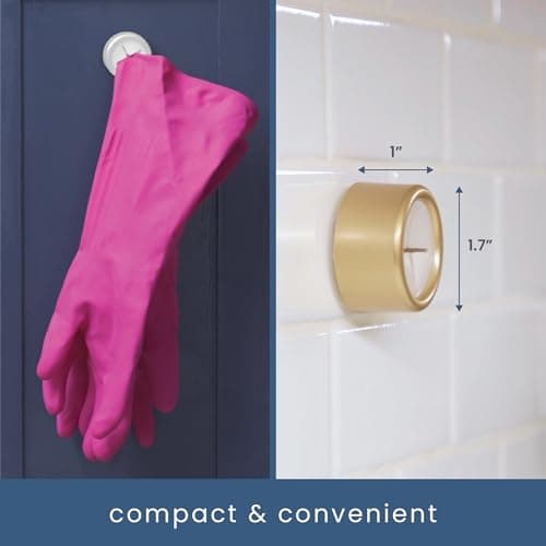 S&T INC. Round Adhesive Push Towel Hooks for Kitchen, Hand and Dish Towels, Brushed Gold, 4 Pack 6