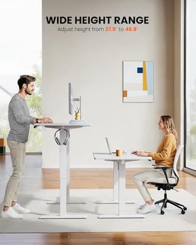 ErGear Electric Standing Desk, 55 x 28 inch Height Adjustable Sit Stand Up Desk, Computer Home Office Desk with 4 Memory Height Buttons, Two Pieces Desktop, White, EGESD112W 5