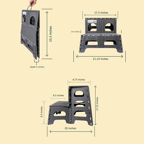 Bee Neat 2 Step Folding Dog Stairs & Ramp for Your Pet - Indoor Outdoor Foldable Pet Stairs for High Bed, Car, SUV – Collapsible Step Stool Ladder Supports 300lbs – New Carpeted Design 7