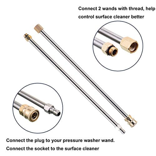 Tool Daily 15 Inch Pressure Washer Surface Cleaner with 3 Wheels, 2 Extension Wands, Surface Cleaner for Pressure Washer Attachment for Concrete, Driveway, Sidewalk, Patio, 3600 PSI 7