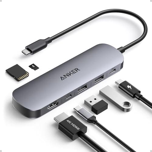 Anker USB C Hub, 7in1 Multi-Port USB Adapter for Laptop/Mac, 4K@60Hz USB C to HDMI Splitter, 85W Max PD, 2 USB 3.0 & 1 USBC Data Ports, SD/TF Card Reader, for Type C Devices (Charger Not Included)
