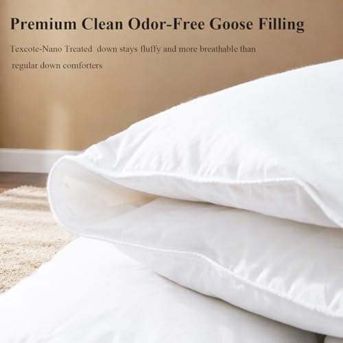 Globon Winter White Goose Down Comforter King Size,Down Duvet Insert, 800 Fill Power, 420 Thread Count,Ultra Soft Noiseless Shell with Corner Tabs, White 5