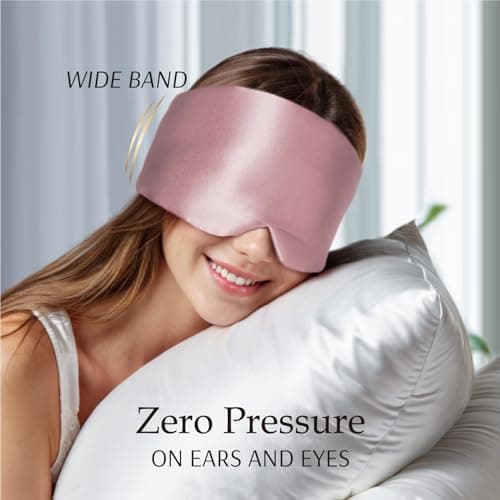Zenssia 100% Mulberry Silk Sleep Mask Eye Mask for Man and Woman with Adjustable Headband, Full Size Large Sleep Mask & Blindfold for Total Blackout for All Night Sleep, Travel & Nap- Light Plum 5