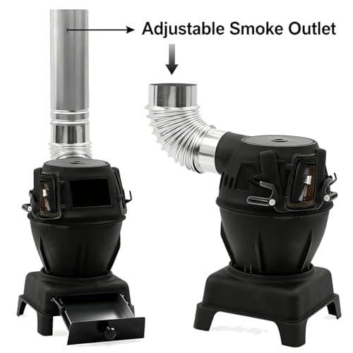 ZHISHUSAI - Thickened Cast Iron Heating Stove, Portable Cast Iron Wood Burning Camp Stove Indoor & Outdoor Heating with Smoke Pipe for Cabin, Tent, Villa, Camping, Cooking Stove,Emergency, Rural Use 5
