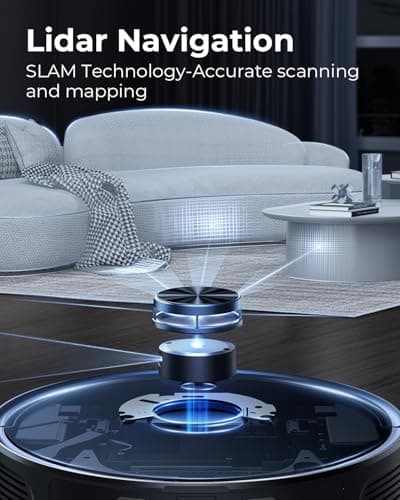 Laresar Robot Vacuum and Mop Combo, 3 in 1 Robotic Vacuum with 3.5L Self Emptying Station, Equipped with Lidar Navigation,Smart App Control, for Pet Hair/Floors/Carpets, L6 Pro, Black 7