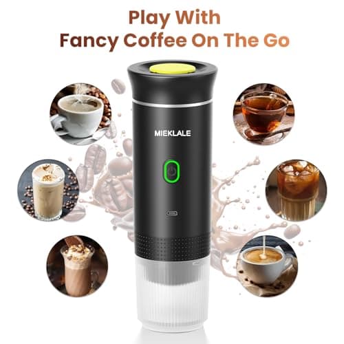 MIEKLALE Portable Electric Espresso Machine,Self-Heating Electric Coffee Maker with Type-C, Compatible with Ground Coffee & NS Capsule for Travel,Outdoor 7