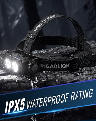 Headlamp Rechargeable 2PCS,4500L Super Bright Light Bright LED Rechargeable Headlight with White Light, Waterproof Head Lamp with Headband for Outdoor Camping, Hiking,Camping Essentials,Working 6