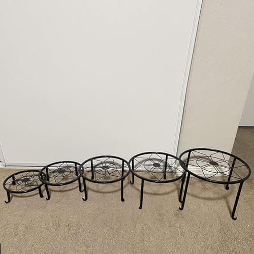 Autopromake 5 Pack Metal Plant Stands,Heavy Duty Potted Holder for Flower Pot,Indoor Outdoor Metal Rustproof Iron Garden Container Round Supports Rack for Planter 5