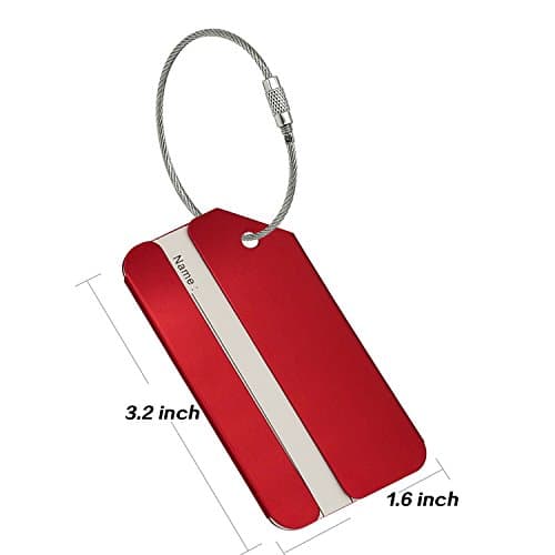 Aluminum Luggage Tags, Luggage Tag Holders for Travel Luggage Baggage Identifier by Ovener (5Pack Red) 5