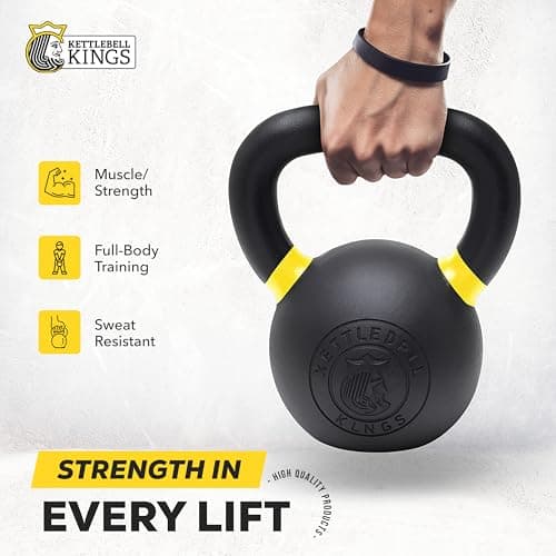 Kettlebell Kings Adjustable Kettlebell Weights 5-90 LB - Cast Iron Strength Training Kettlebells for Home and Gym - Powder Coated for Grip, and Rust Protection 5