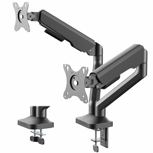 VIVO Dual Pneumatic Arm Ultra-Wide Monitor Mount for up to 35 inch Screens, Holds 26.4 lbs per Arm, Desk Mount Monitor Stand for 2 Ultrawides, Black, STAND-V200O