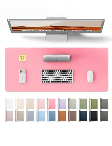YSAGi Leather Desk Pad Protector, Large Mouse Pad, Non-Slip PU Leather Desk Blotter, Laptop Desk Pad/Mat, Waterproof Writing Pad for Office and Home (23.6" x 13.8", Pink)