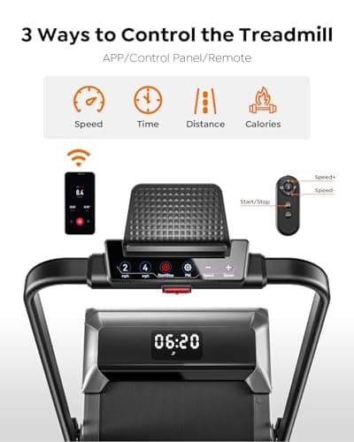 Acezoe Walking Pad Treadmill with Incline and Handle Bar, 2 in 1 Folding Treadmills for Home Small Office, 300lbs Portable Compact Under Desk Treadmill with Remote Control, LED Display and Apps 5