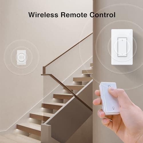 Matter Certified Smart Dimmer Switch with Advanced Remote Control, Voice Controlled by Siri, Alexa & Google Assistant, Single-Pole Switch with Seamless RF Technology, Neutral Wire Needed, Dimmable 6