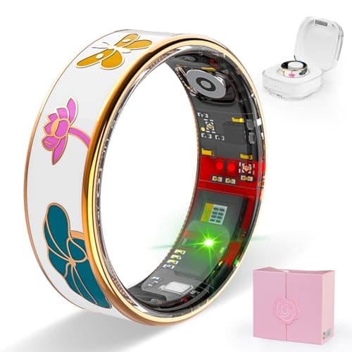 Potewek Smart Ring Health Tracker, Men & Women, Featuring a Heart Rate Monitor, Sleep Tracker, 8 Exercise Modes, Step Counter, IP68 Waterproof (White, 8)