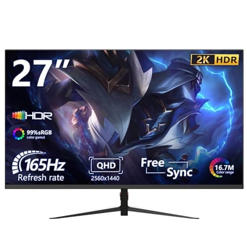 Sealan 27inch Gaming Monitor 165Hz QHD(2560 x 1440p) 2K, 1ms, HDR10, DCI-P3 99% Color Gamut, Adaptive G-Sync, FreeSync Premium, HDMI, DisplayPort IPS Screen for Gaming Home Office